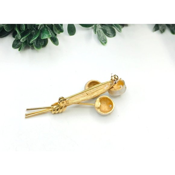 Vintage brooch gold silver tone three flowers clustered by Pastelli - Picture 3 of 3